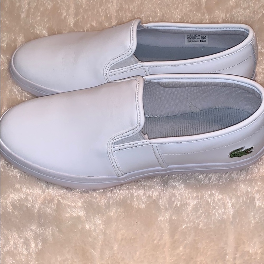 Beand New, white leather Lacoste Ortholite shoes